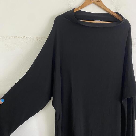 NORMA KAMALI All In One black cowl neck long sleeve dress sz L - Picture 4 of 7